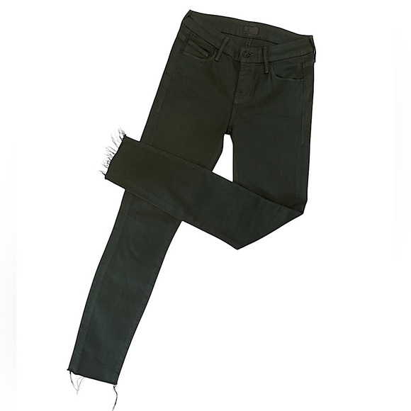 Mother Looker Ankle Fray Skinny Just For Kicks Emerald Green Denim Jeans Size 25 - Picture 2 of 16
